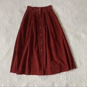 Vintage Laura Ashley Red Corduroy Button up skirt